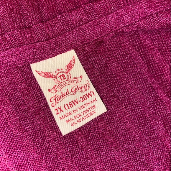 Faded Glory Knit Sweater for Women Lightweight Ribbed in BUR/Berry SZ 2X (18-20) - Picture 4 of 5
